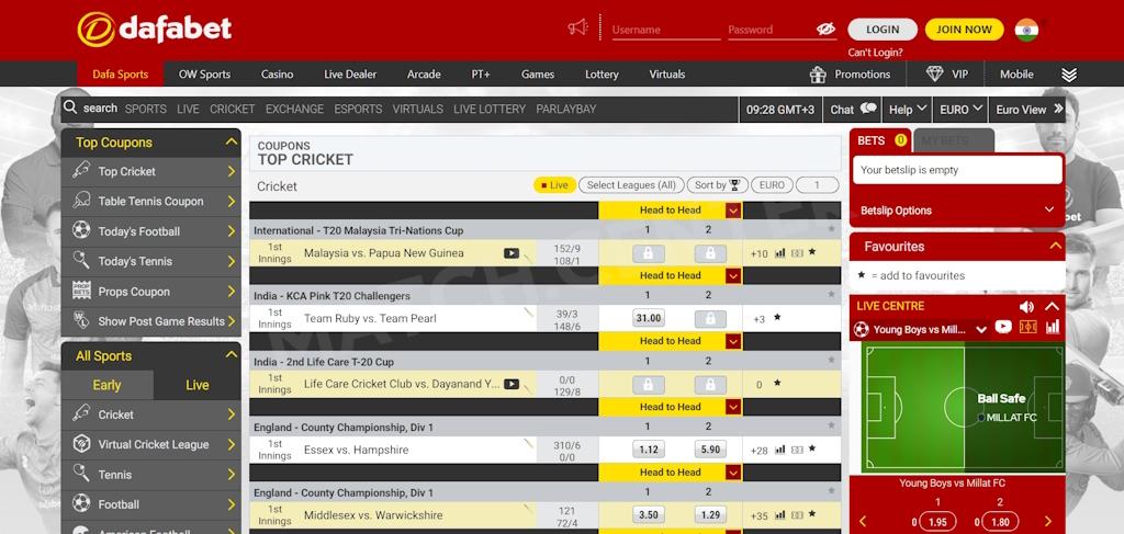 Dafabet, cricket line